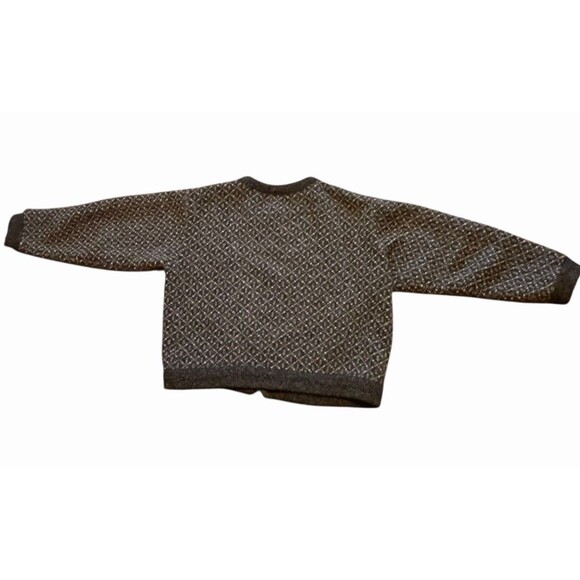 Vintage LL Bean Nordic Fair Isles Wool Blend Cardigan Sweater Medium Silver - Picture 4 of 10